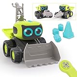 REMOKING RC Roboter Auto Spielzeug, Ferngesteuertes Baufahrzeug Spielzeug Geschenke für Kinder, 3 in 1 Montage Baufahrzeug Spielzeug, Elektrisches Lernspielzeug Auto mit Lichtern & Musik & Tanzen