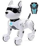 Top Race Ferngesteuertes Roboterhund mit Licht und Sound, Interaktives Hundespielzeug, Welpen Roboter tanzt intelligent zum Beat, elektronisches Haustier für Kinder von 3,4,5,6,7,8,9